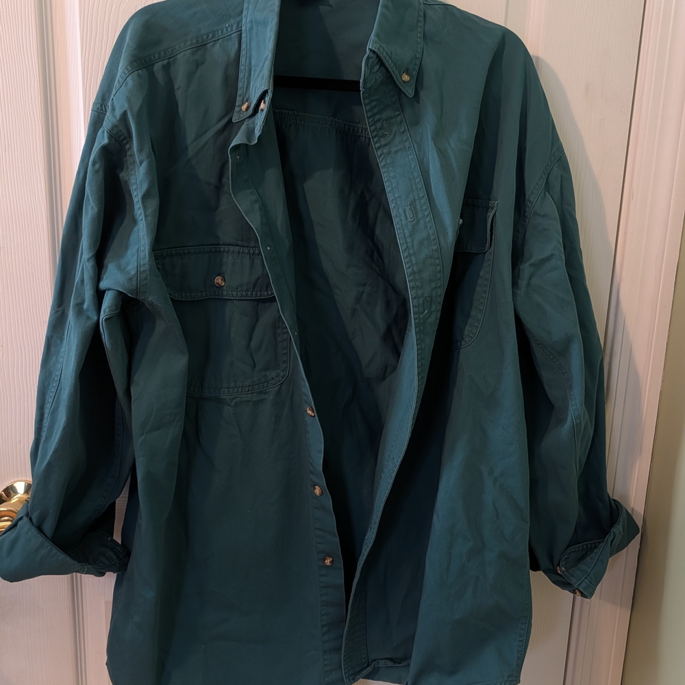 Men's Dark Teal Casual Button-Down Shirt